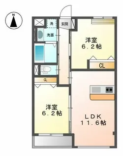 エルヴィータ長岡【1階】の間取り