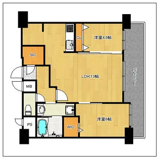 エンクレスト天神LARK【1401号室】の間取り
