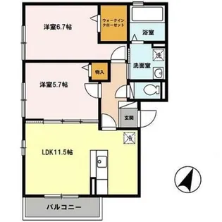 カーサ サンシビリテ ドゥーエ【2階】の間取り