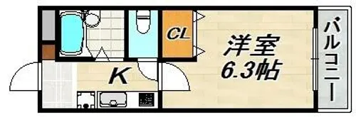 1Kの間取り画像