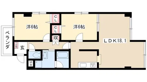 シーズンコート高畑【3階】の間取り