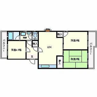 ハイツキャスティーB棟【2階】の間取り