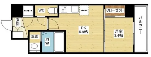 1DKの間取り画像