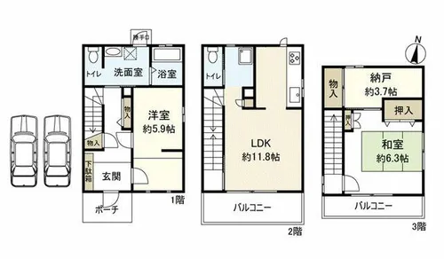 兵庫県神戸市東灘区本山中町4丁目【一戸建】の間取り