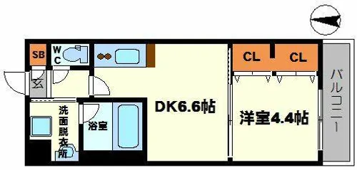 プレジオ江坂【6階】の間取り