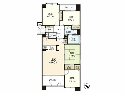 リーベスト祖原公園アソシア【4階】の間取り