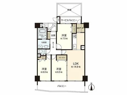 西福岡マリナタウンウエーブコースト6番館【4階】の間取り