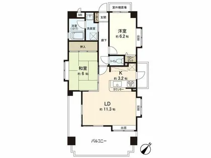 ロマネスクヴューコート植物園【5階】の間取り