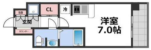 レジュールアッシュ長堀通南【10階】の間取り