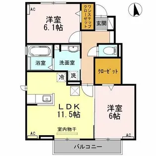 ハイム杉山 B棟【1階】の間取り