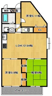レイクサイド周船寺【401号室】の間取り