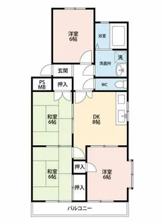 リバーサイド八番館【401号室】の間取り