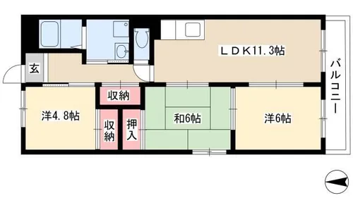 シャンブル・ポール【1階】の間取り