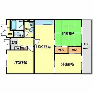 アパルトマン北千里【7階】の間取り