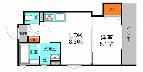 クリエオーレ常盤町【1階】の間取り