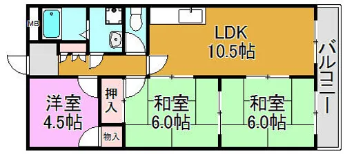 ハイツ大発【1階】の間取り
