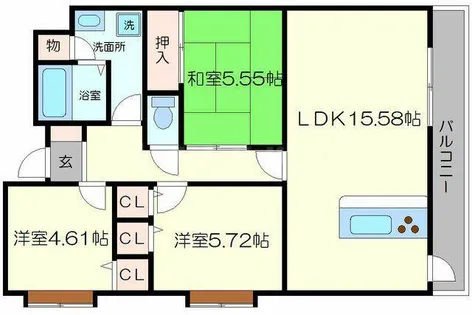 ウイング旭ヶ丘【6階】の間取り