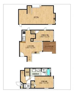 CB和白オーシャンフォルム【203号室】の間取り