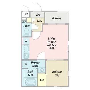 Cherim向島町【0102号室】の間取り