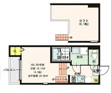 ハーモニーテラス上名古屋【2階】の間取り