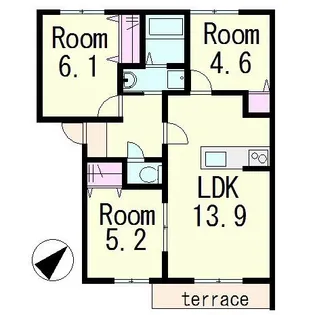 セントロイエル草津ガーデンB棟【1階】の間取り