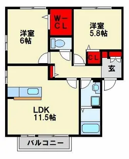 花多来館 B棟【202号室】の間取り