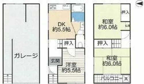 大阪府東大阪市六万寺町1丁目【一戸建】の間取り