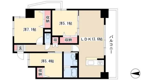 プログレッソ花の木【6階】の間取り