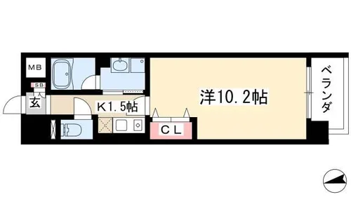 ヒルズ新栄2号館【8階】の間取り
