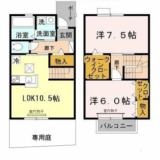 兵庫県神戸市西区伊川谷町有瀬【テラスハウス】の間取り