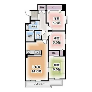 シャトー師勝Ⅲ【4階】の間取り