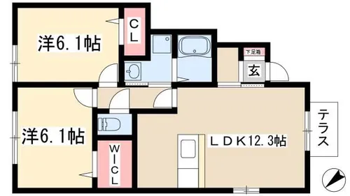 エステート上野【101号室】の間取り