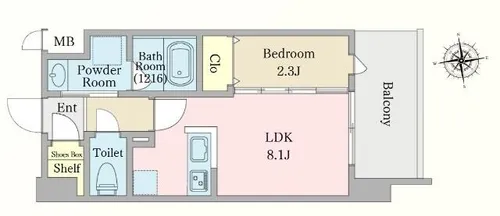 Nudgeone.大濠公園【0603号室】の間取り