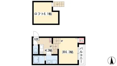 シティハウス本陣【106号室】の間取り