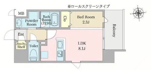 Nudgeone.大濠公園【0301号室】の間取り