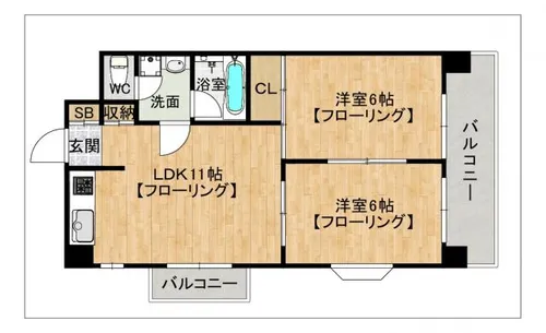 西新グランドハイツ【4階】の間取り