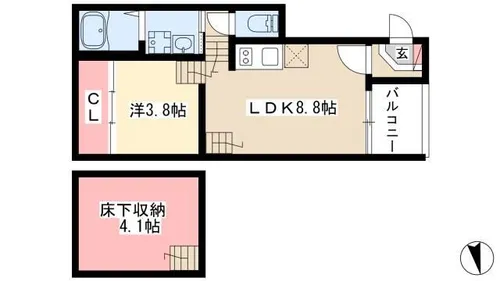 ハーモニーテラス愛知町Ⅱ【1階】の間取り