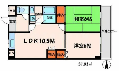 コーポグランディール【5階】の間取り
