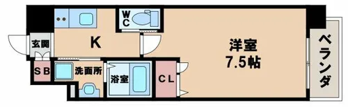 天王寺エルモ【7階】の間取り