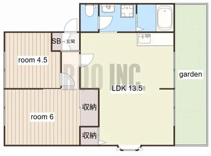 サンビレッジ則直B棟【106号室】の間取り