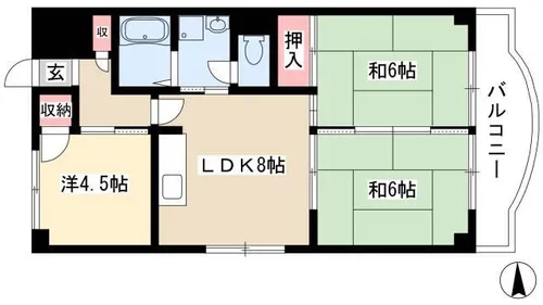 グリーンハイツ和【3階】の間取り