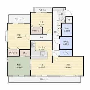 グランドメゾン東山元町【1階】の間取り