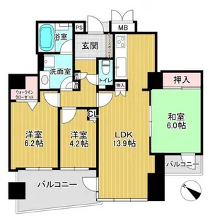 メロディーハイム香里ヶ丘ツインビューベガタワー【4階】の間取り