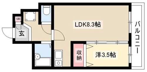 X-over21覚王山【409号室】の間取り