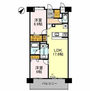 2LDKの間取り画像