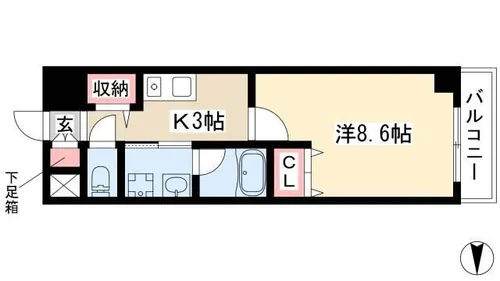 ニューシティアパートメンツ円上町【9階】の間取り