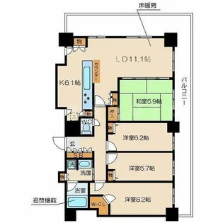 カスタリアタワー長堀橋【25階】の間取り