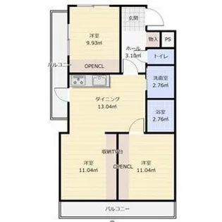 アーバンヴィラ覚王山【1階】の間取り