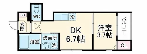 ブランテール深江橋【2階】の間取り