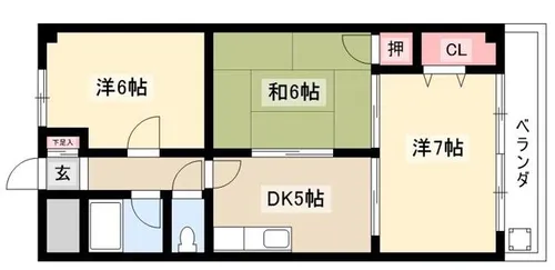 亀島サンダイマンション【C-3号室】の間取り